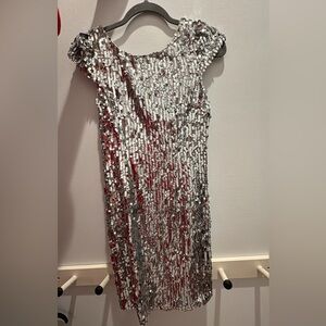 Minuet Petite Cream and Silver Dress